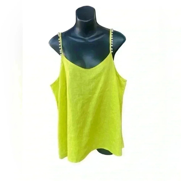 MARCNEWYORK XL neon yellow 100%  linen pearl spaghetti straps semi sweetheart - Picture 9 of 10